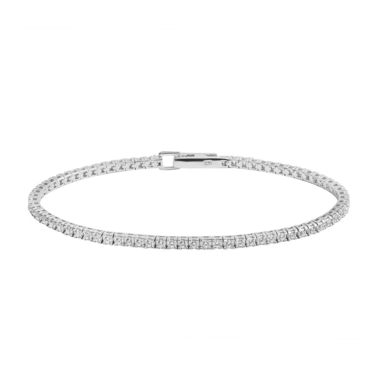 Bracciale modello tennis ChiMiAma in argento 925 con zirconi bianchi e dettaglio centrale a forma di cuore rosso rubino - Alfano Gioielli