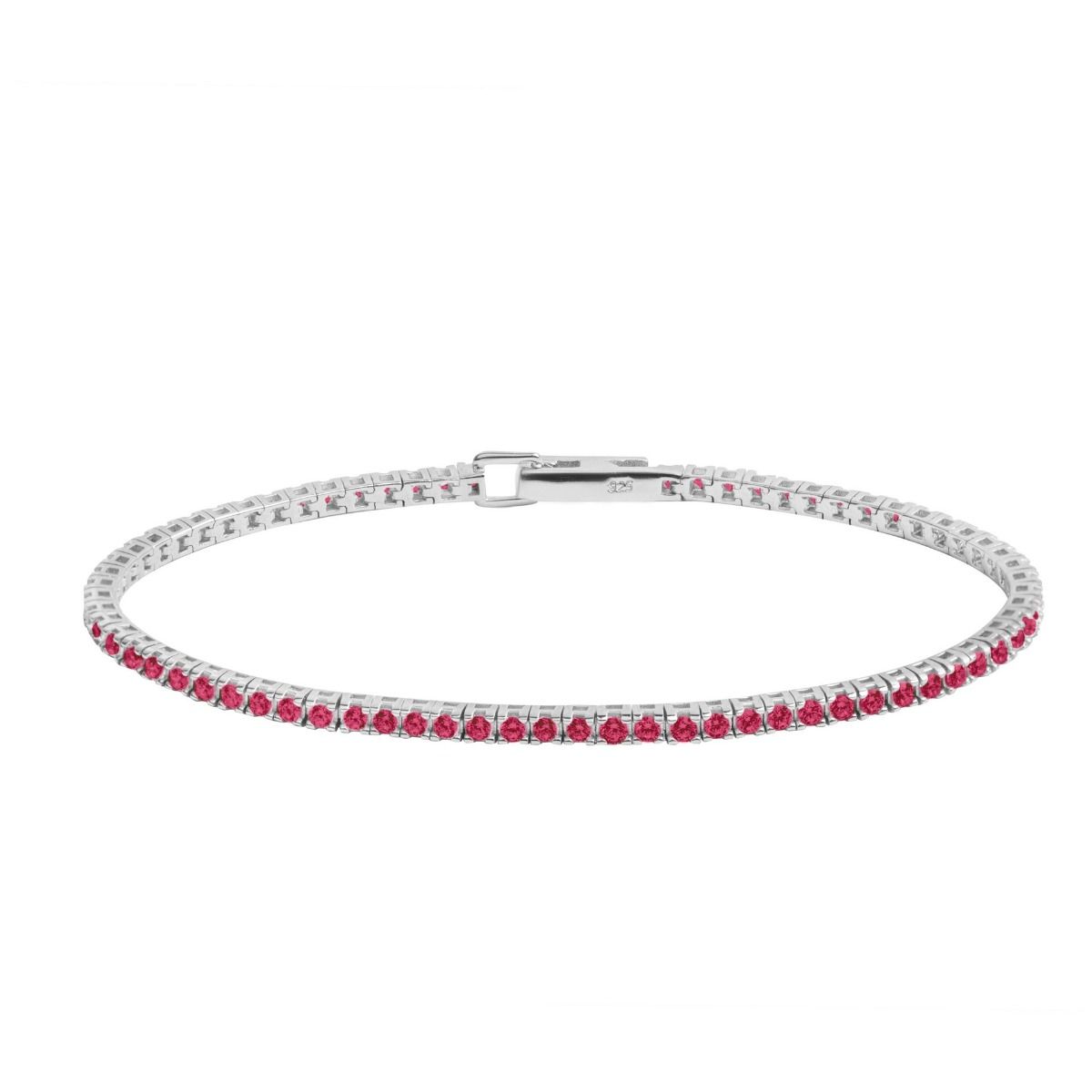 Bracciale modello tennis ChiMiAma in argento 925 con zirconi bianchi e dettaglio centrale a forma di cuore verde smeraldo - Alfano Gioielli