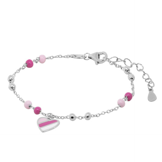 Bracciale per bambina ChiMiAma in argento 925 con piccolo charm a forma di cuore smaltato in rosso - Alfano Gioielli