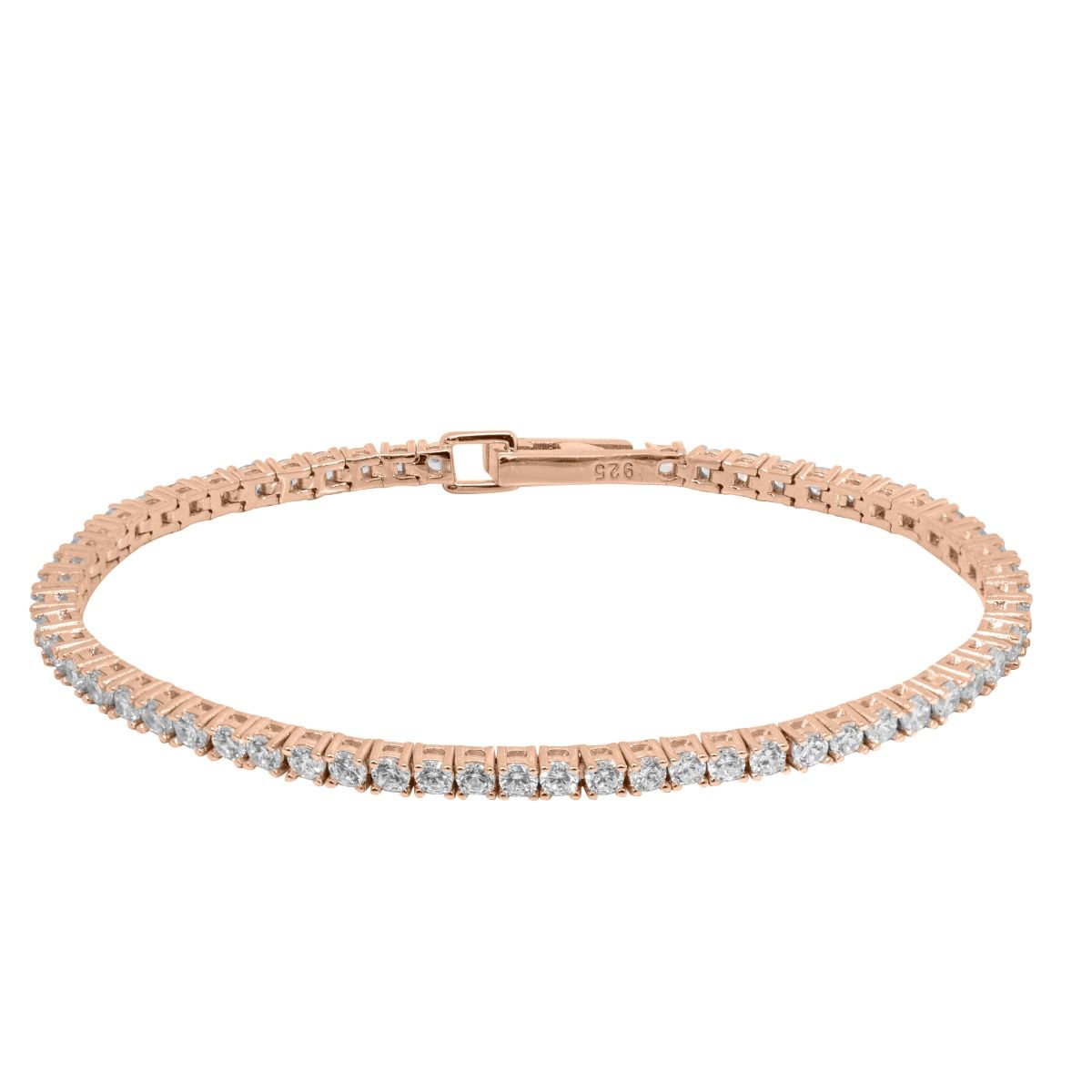 Bracciale rigido stile tennis ChiMiAma in argento 925 con fila di zirconi bianchi e cuore centrale lucido - Alfano Gioielli