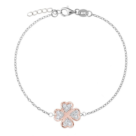 Bracciale semi-rigido in argento 925 ChiMiAma con cuore centrale e cornice di zirconi bianchi brillanti - Alfano Gioielli