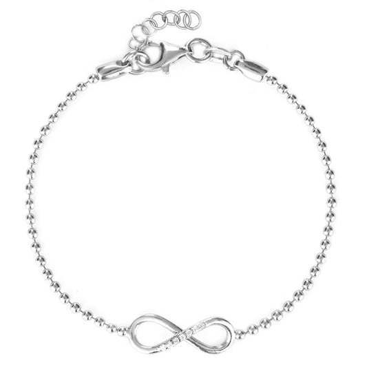 Bracciale sottile in argento 925 ChiMiAma con piccolo cuore centrale in pavé di zirconi bianchi - Alfano Gioielli
