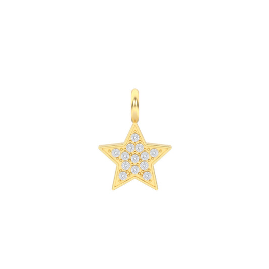 Ciondolo sagomato a forma di stella Kidult in acciaio oro con pavé di cristalli luminosi per personalizzazione gioielli - Alfano Gioielli Gioielleria Palermo.