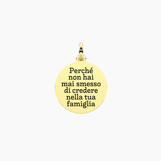 Ciondolo tondo Kidult in acciaio PVD oro rosa con incisione 'Mamma' e punto luce in cristallo per personalizzazione gioielli - Alfano Gioielli Gioielleria Palermo.