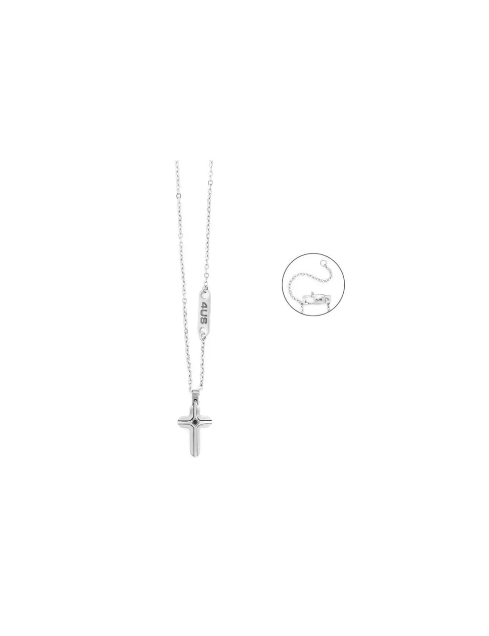 Collana Uomo 4US Cesare Paciotti Croce - Zirconi Neri (4UCL7822)