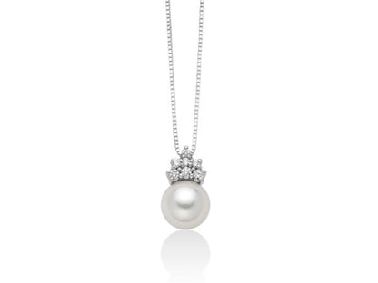 Collana Donna Miluna - Oro Bianco 18kt, Diamanti e Perla Akoya - PCL6673