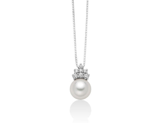Collana Donna Miluna - Oro Bianco 18kt, Diamanti e Perla Akoya - PCL6673