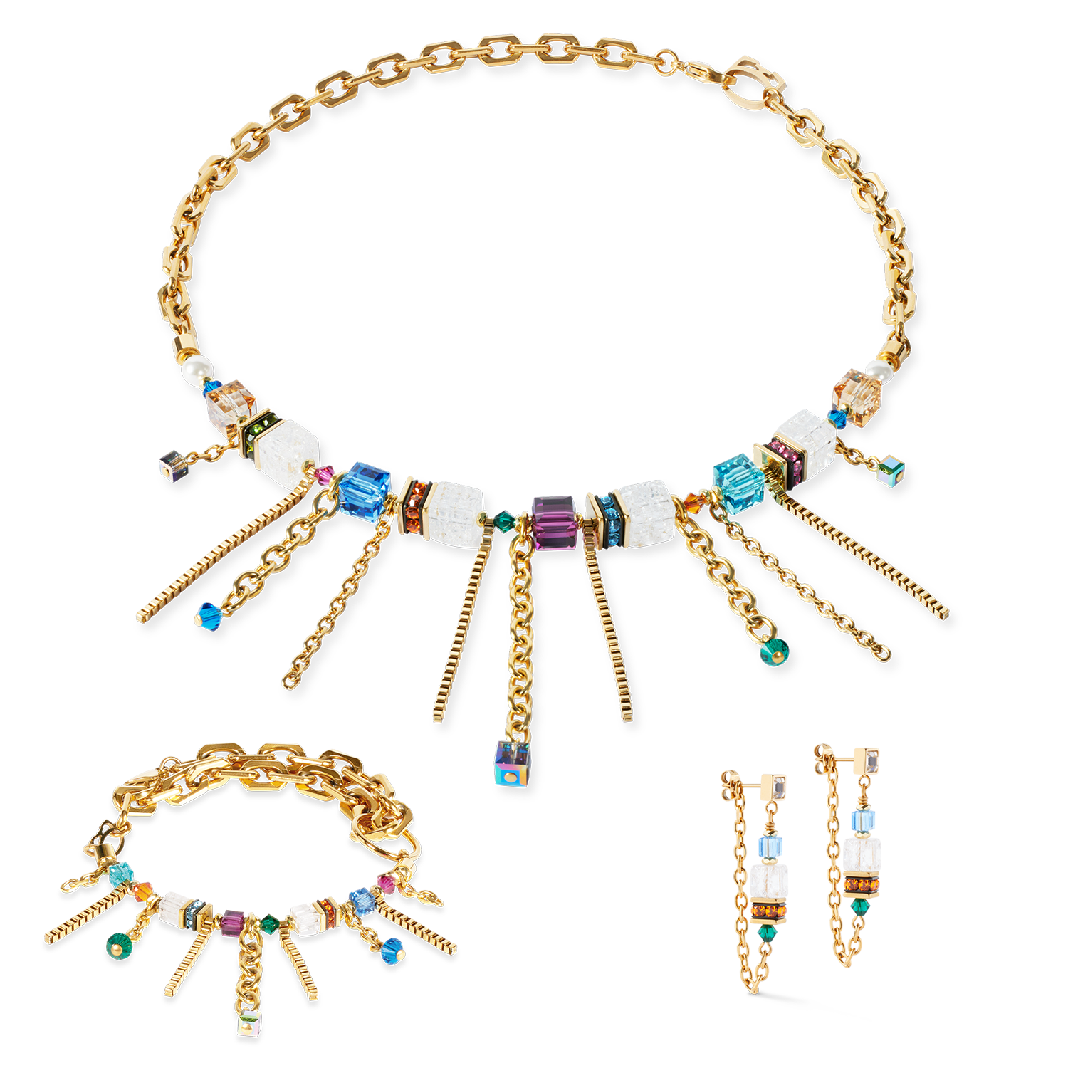 Collana Coeur De Lion Sunray Cube Couture Oro-Multicolor | Cod. 3020101516