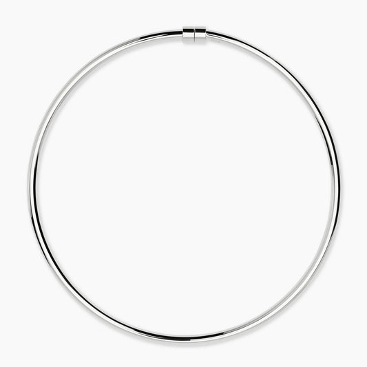 Collana corta girocollo Kidult in acciaio silver con sfere naturali di agata bianca alternate lungo la catena - Alfano Gioielli Gioielleria Palermo.