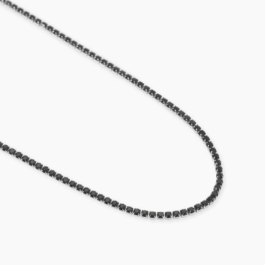 Collana corta girocollo Kidult in acciaio silver con piccoli cristalli bianchi brillanti lungo la catena - Alfano Gioielli Gioielleria Palermo.