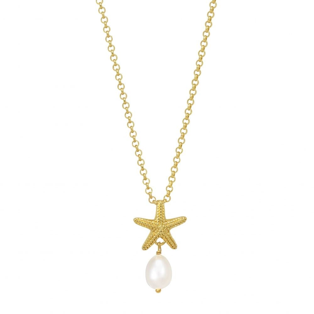 Collana "Dal mare con amore" 130284 - Stella Marina, Perla e Argento Dorato - Chi mi ama