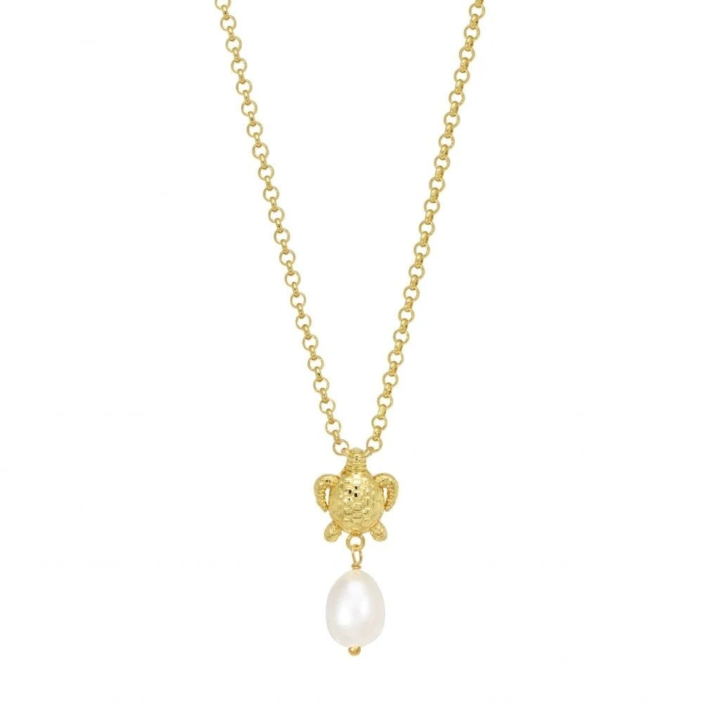 Collana "Dal mare con amore" 130285 - Tartaruga, Perla e Argento Dorato - Chi mi ama