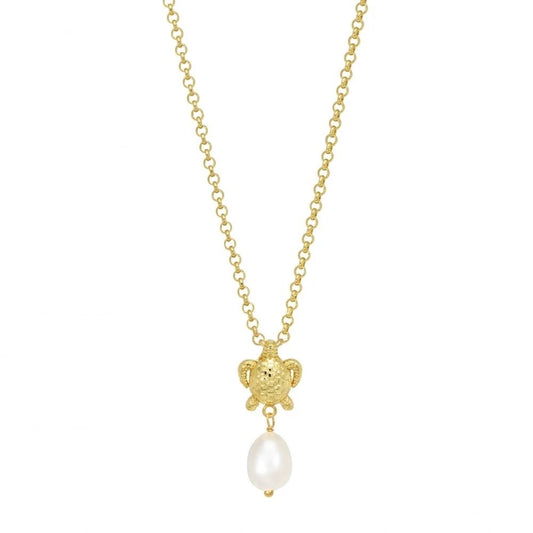 Collana "Dal mare con amore" 130285 - Tartaruga, Perla e Argento Dorato - Chi mi ama