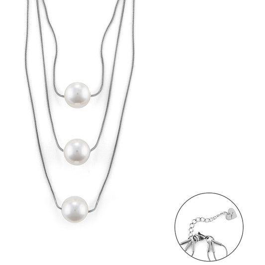 Collana da donna 4US Cesare Paciotti in acciaio inossidabile con catenina sottile e pendente punto luce tondo con zircone bianco brillante e dettaglio pugnale.