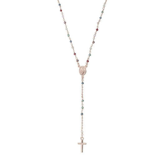 Collana Donna Amen Rosari CRO25RMU4 - Argento 925 Rosè e Cristalli Multicolor