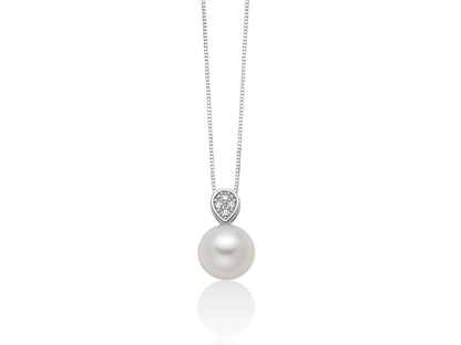Collana Donna Miluna - Oro Bianco 18kt, Perla Bianca e Diamanti - PCL6678