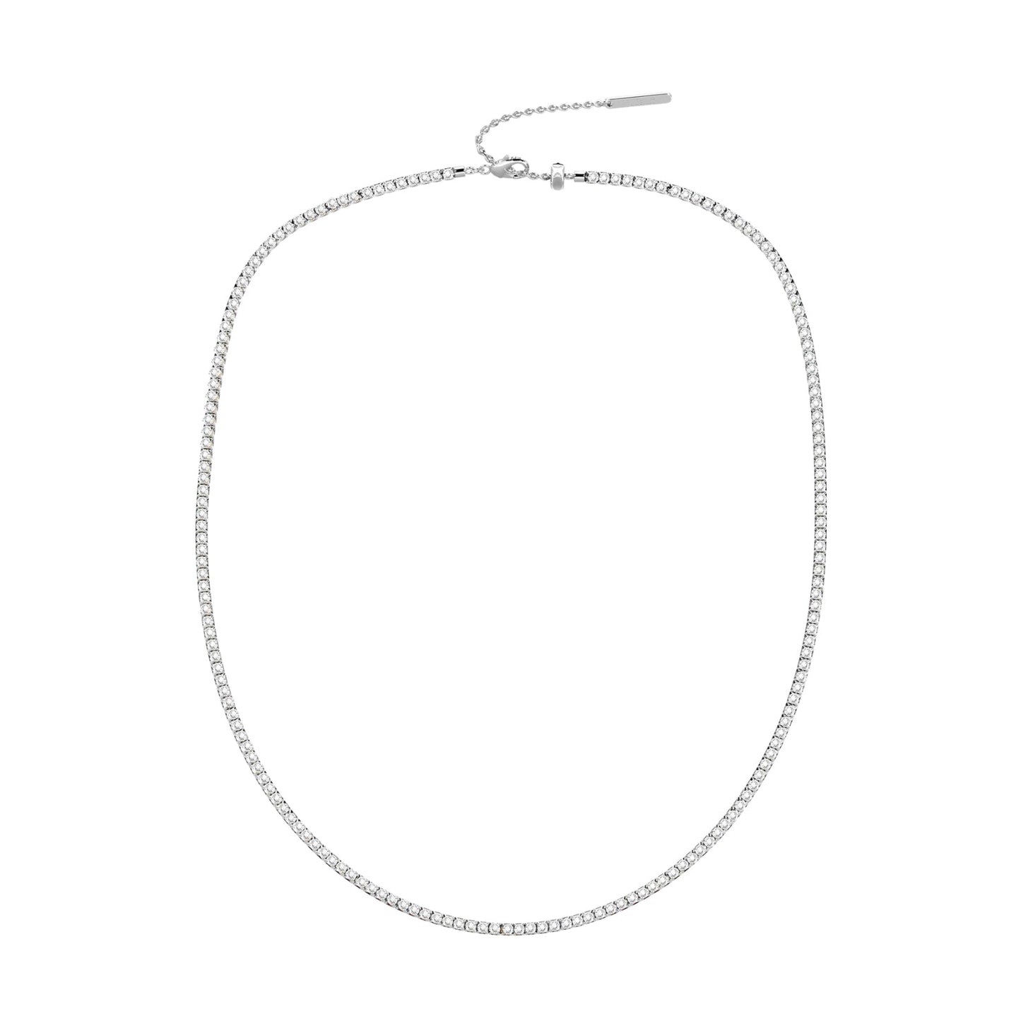 Collana base Kidult in acciaio silver con inserto centrale Tennis di cristalli bianchi per personalizzazione con charm - Alfano Gioielli Gioielleria Palermo.