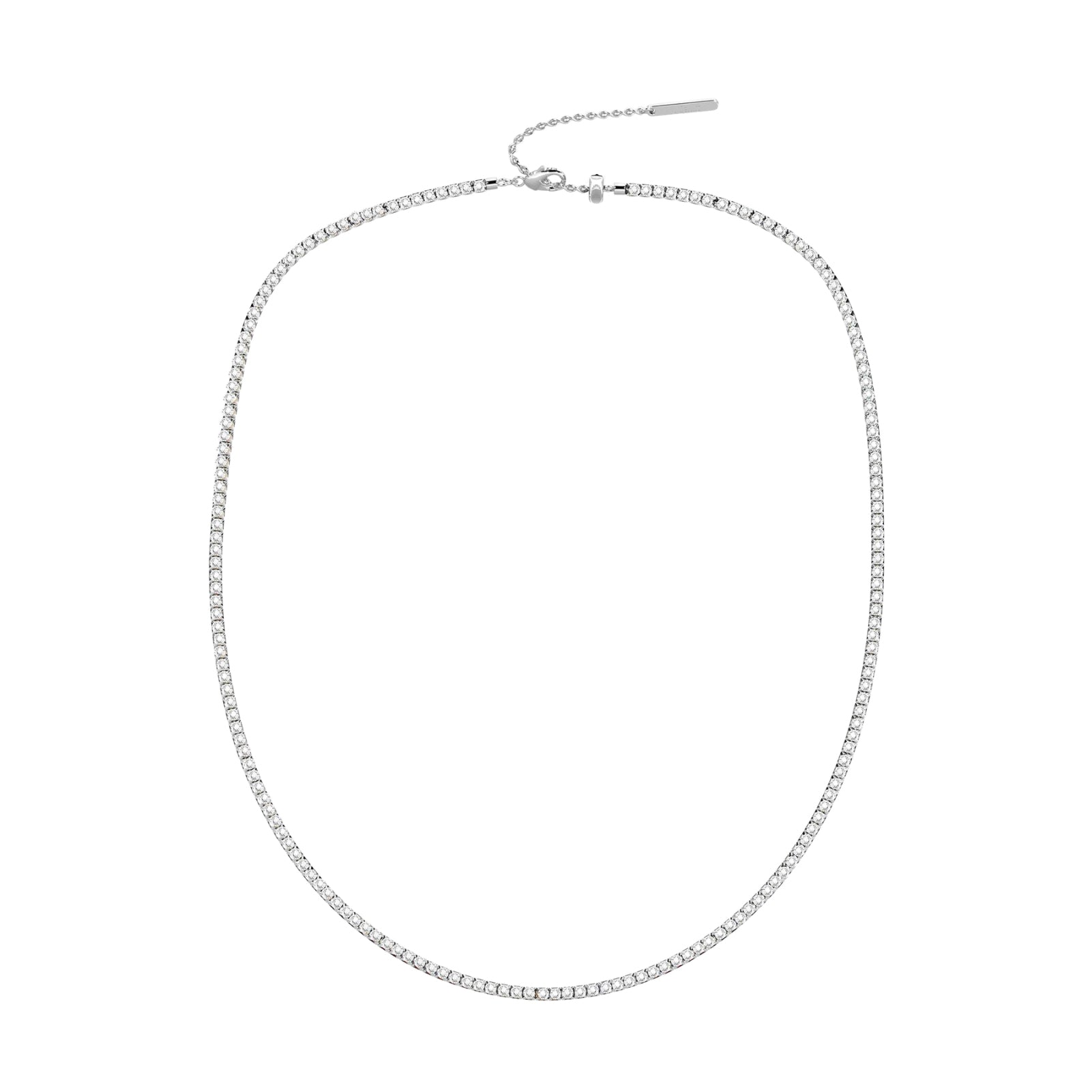 Collana base Kidult in acciaio silver con inserto centrale Tennis di cristalli bianchi per personalizzazione con charm - Alfano Gioielli Gioielleria Palermo.