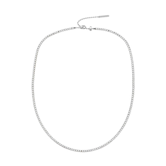 Collana base Kidult in acciaio silver con inserto centrale Tennis di cristalli bianchi per personalizzazione con charm - Alfano Gioielli Gioielleria Palermo.