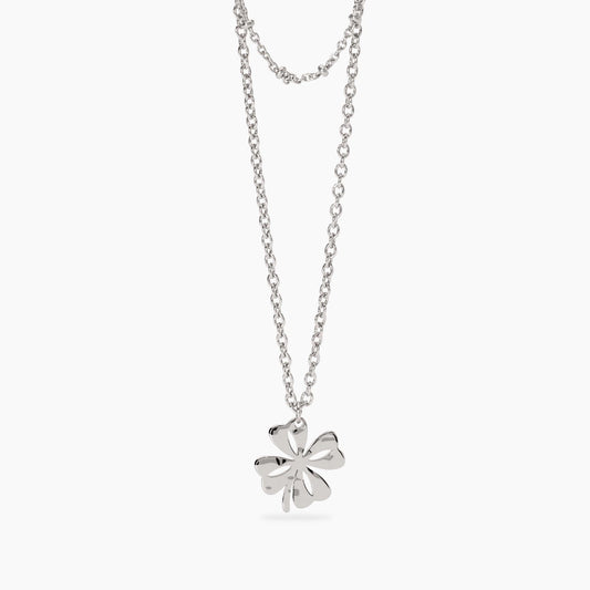 Collana a catenina sottile Kidult in acciaio silver con piccole pietre naturali di agata rossa alternate - Alfano Gioielli Gioielleria Palermo.