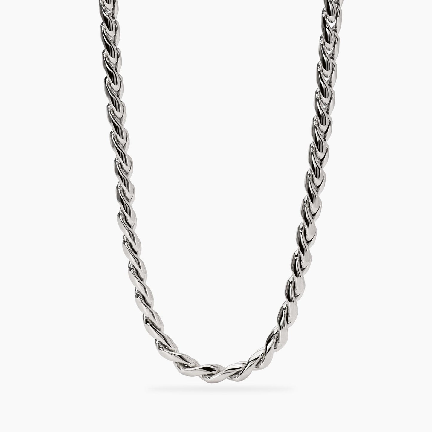 Collana a catenina sottile Kidult in acciaio silver con piccole pietre naturali di apatite azzurra alternate lungo la catena.