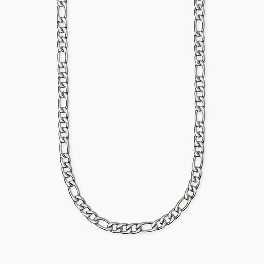 Collana lunga a catenina Kidult in acciaio silver con piccole sfere di quarzo rosa naturale alternate lungo la struttura. Gioielleria Palermo