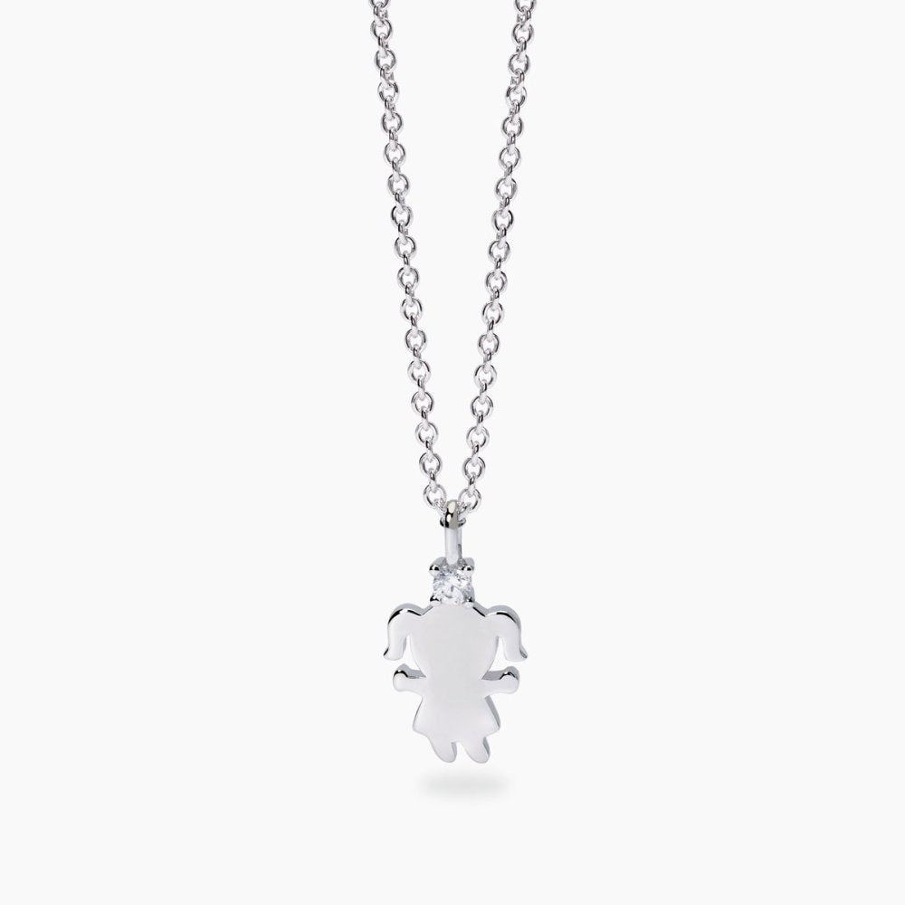 Collana Mabina in argento 925 con pendente punto luce in diamante lab grown taglio brillante a 4 griffe.