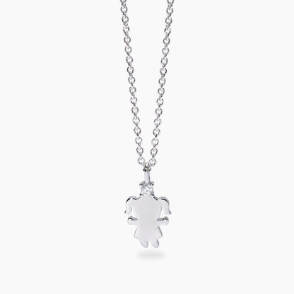 Collana Mabina in argento 925 con pendente punto luce in diamante lab grown taglio brillante a 4 griffe.