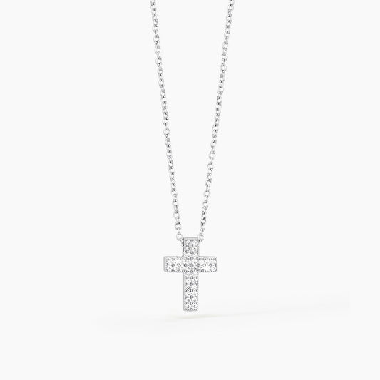 Collana Mabina Donna DIVINA - Girocollo in Argento con Croce in Pavé di Zirconi - Regolabile - Codice: 553015
