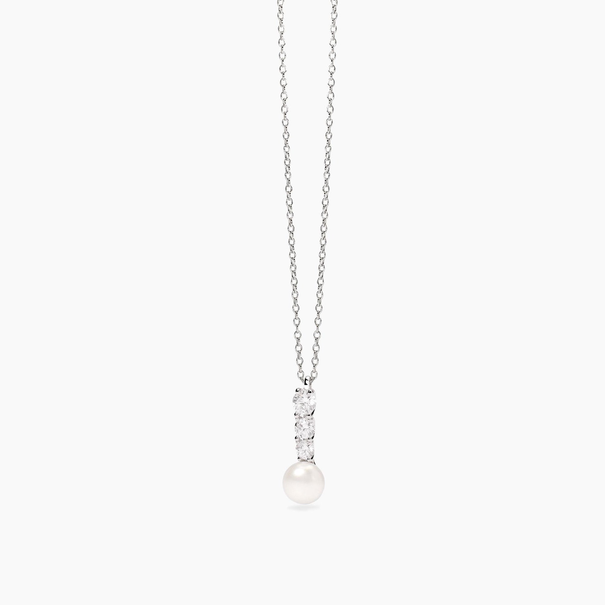 Collana Mabina Donna JULIETTE - Girocollo in Argento Rodiato con Perla Coltivata e Zirconi - Regolabile - Codice: 553841