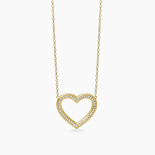 Collana Mabina Donna VERA - Girocollo in Argento Placcato Oro 18K con Cuore Bulinato e Zirconi - Regolabile - Codice: 553849