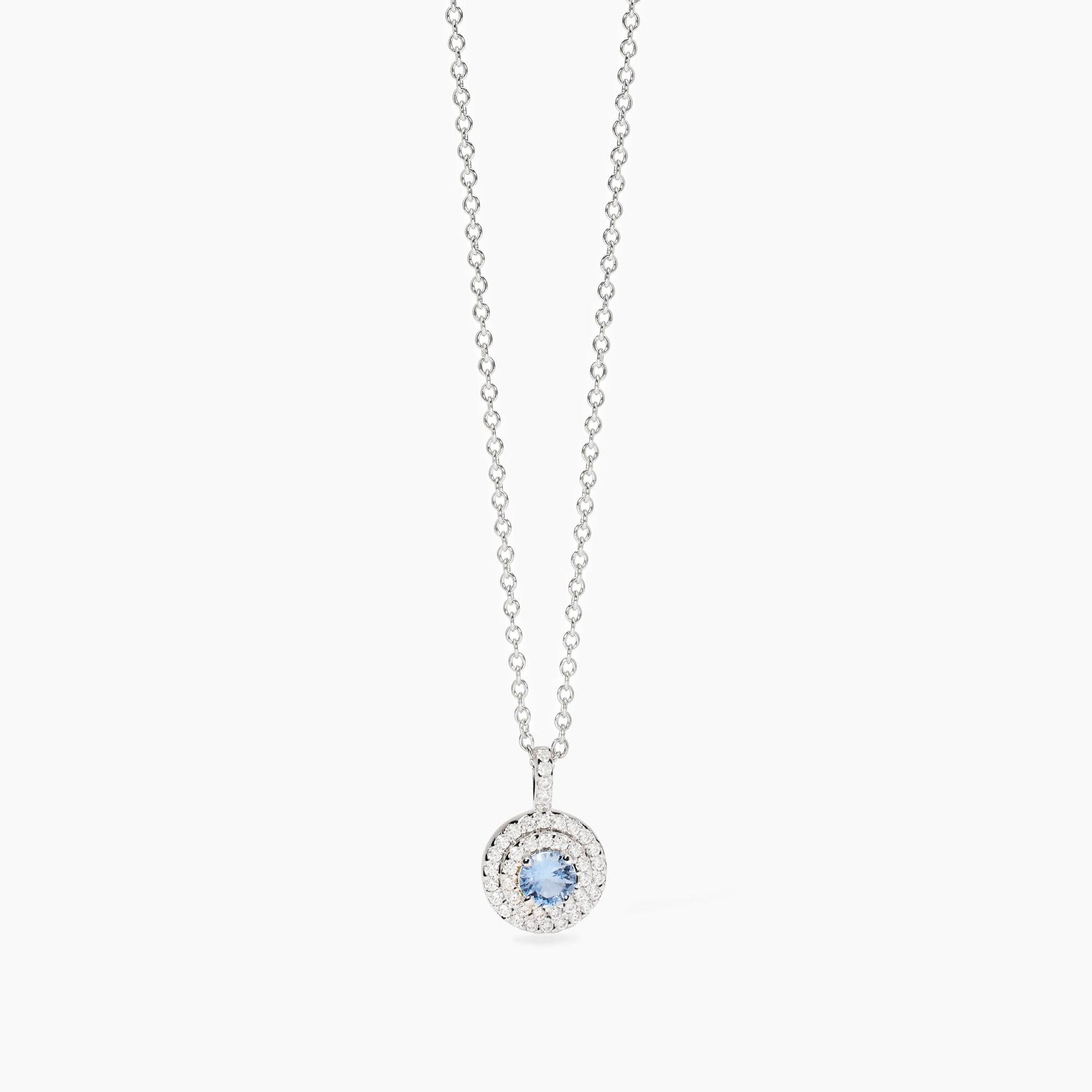 Collana Mabina Donna VITTORIA - Girocollo in Argento Rodiato con Acquamarina Sintetica e Zirconi - Regolabile - Codice: 553844
