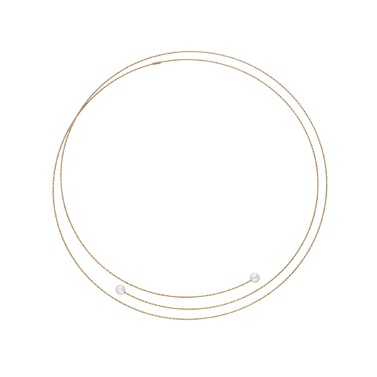 Collana Magic Wire Collezione Neve - Oro Giallo 18kt e Perle Bianche SKU 07-C-GPB-01
