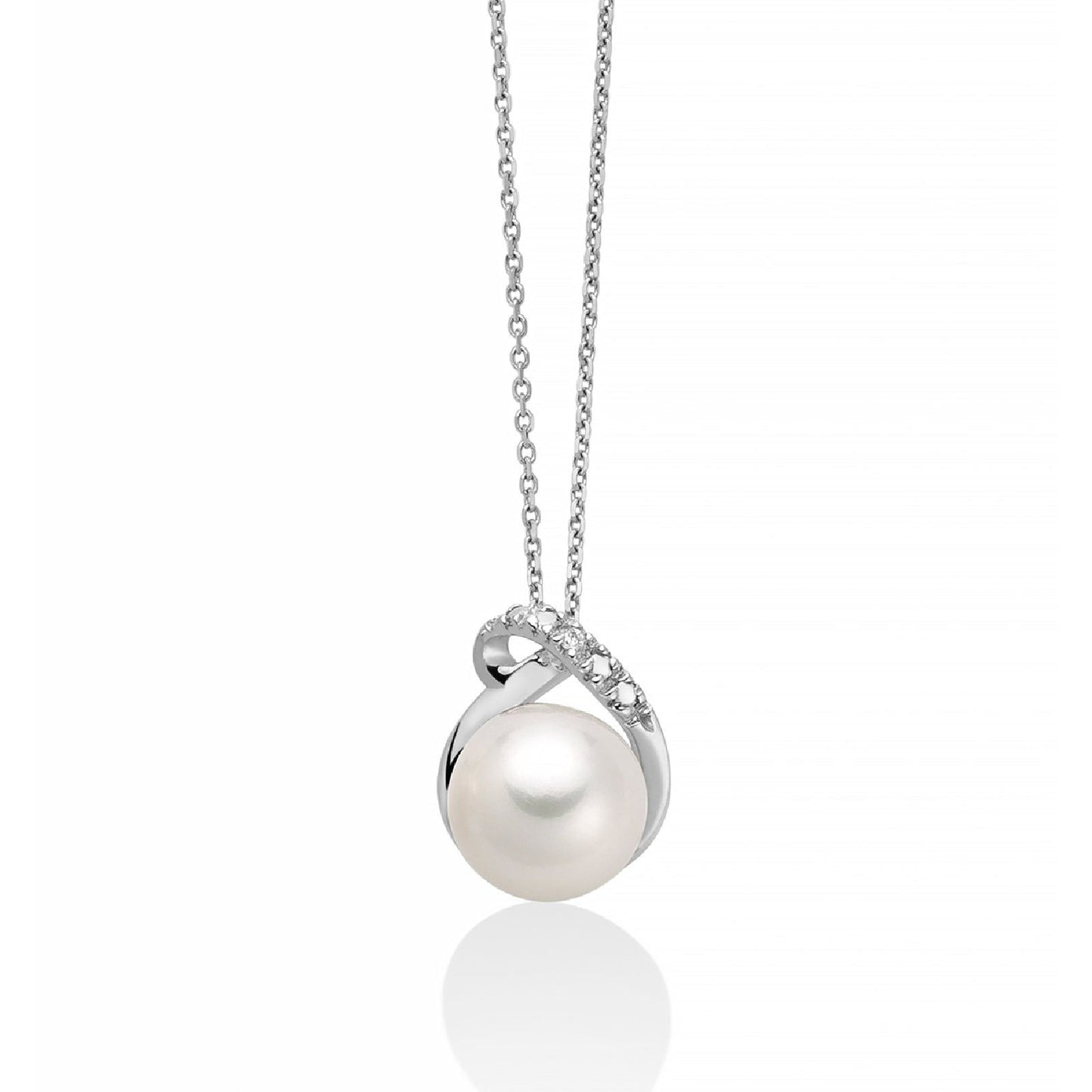 Collana Miluna Collier di Perle - Oro Bianco 18KT, Perla e Diamante - PCL6425