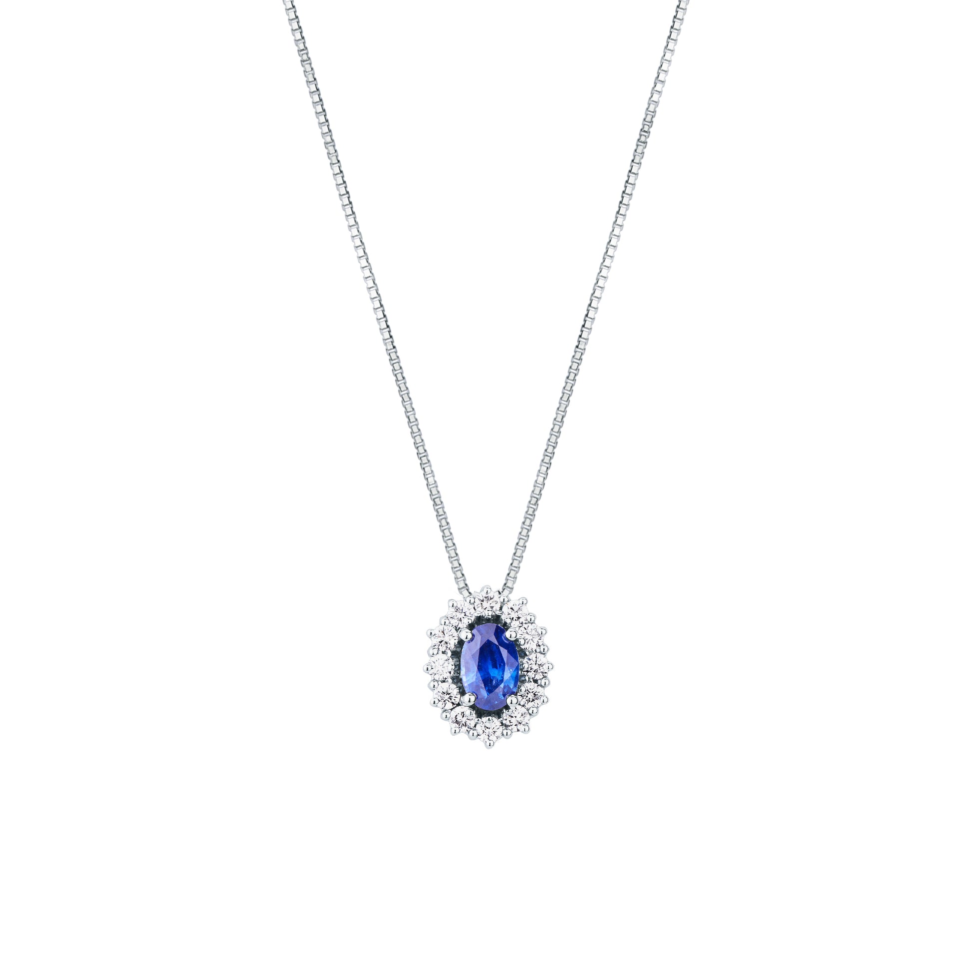 Collana Mirco Visconti in Oro Bianco 18kt con Zaffiro Kanchana e Diamanti (IE83/B10Z)