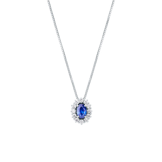 Collana Mirco Visconti in Oro Bianco 18kt con Zaffiro Kanchana e Diamanti (IE83/B10Z)