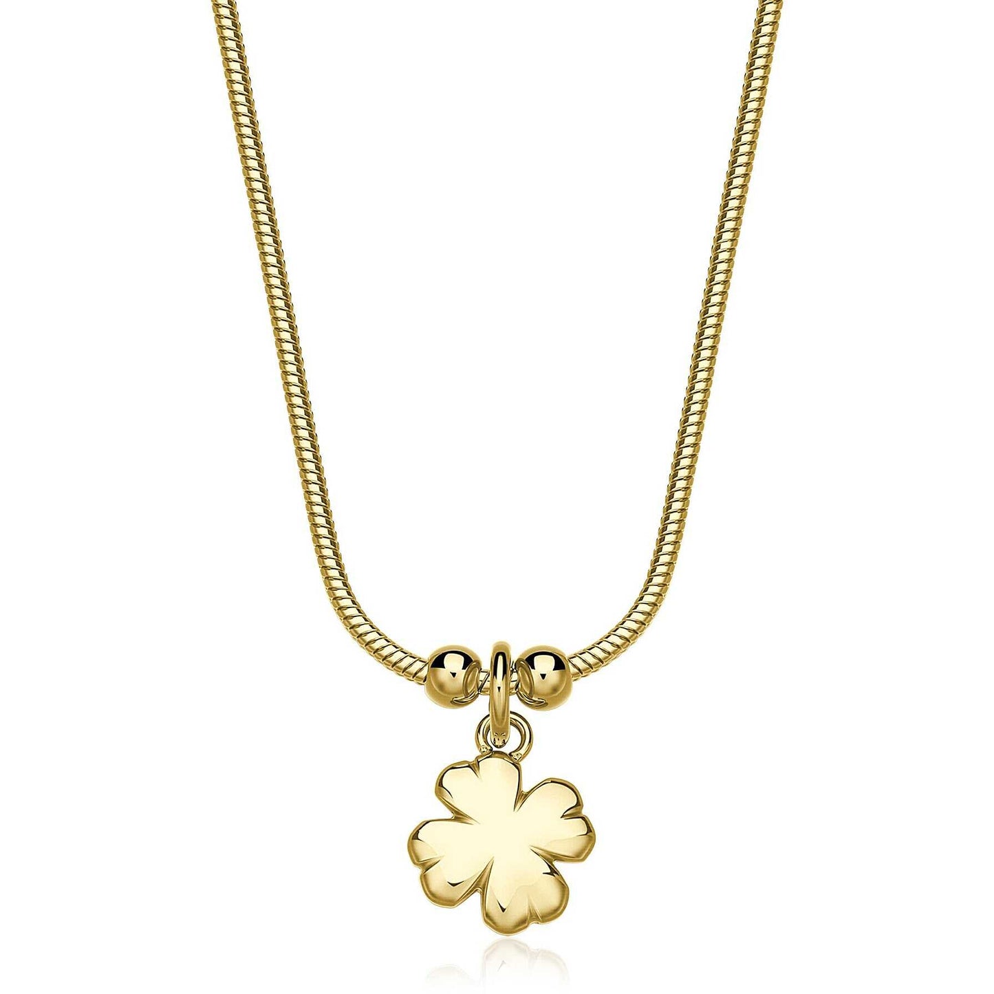 Collana Sagapò Donna CLICK - Girocollo con Ciondolo a Quadrifoglio in Acciaio 316L PVD Oro 14K - Codice: SCK283