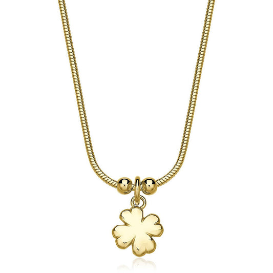 Collana Sagapò Donna CLICK - Girocollo con Ciondolo a Quadrifoglio in Acciaio 316L PVD Oro 14K - Codice: SCK283
