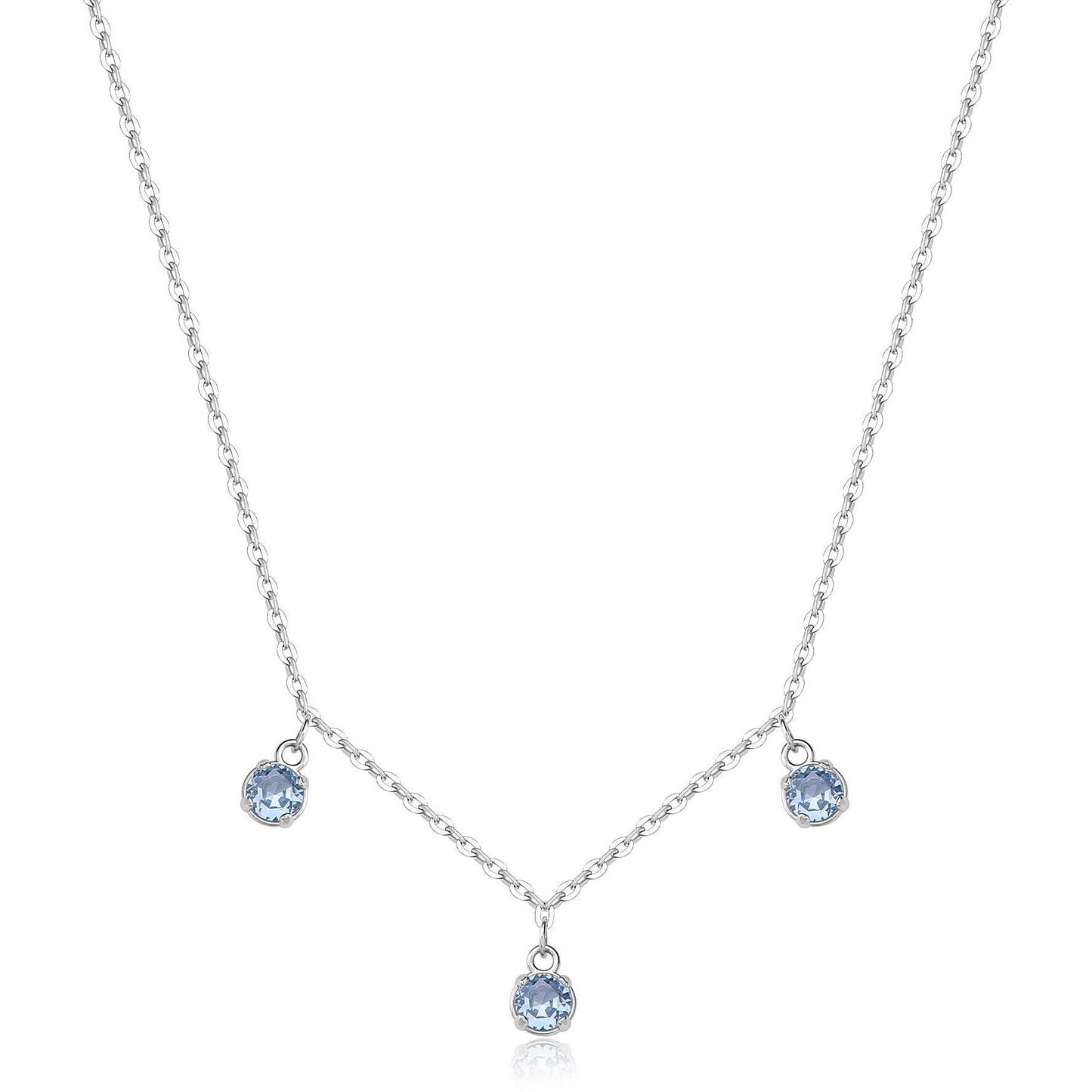 Collana Sagapò Donna DAZZLY - Girocollo con Cristalli Acquamarina in Acciaio 316L - Codice: SDZ143