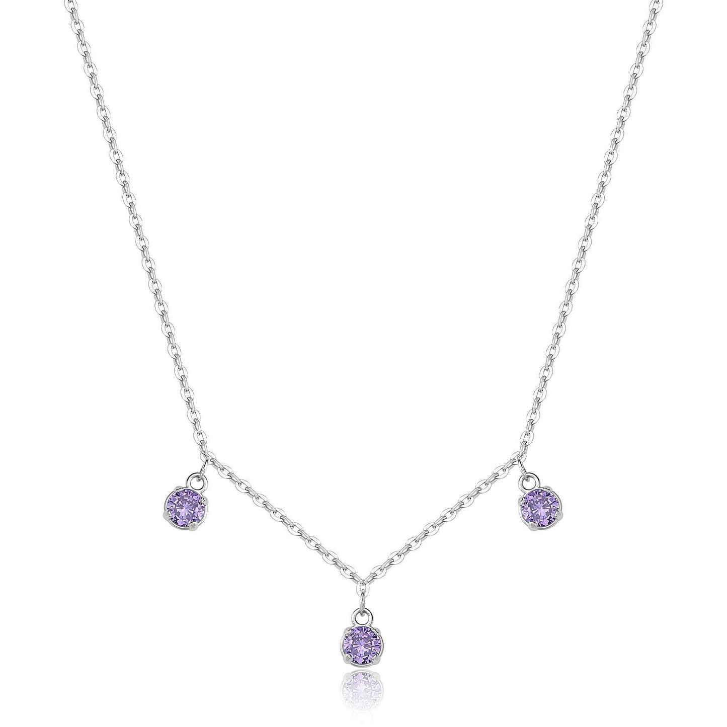 Collana Sagapò Donna DAZZLY - Girocollo con Zirconi Ametista Pendenti in Acciaio 316L - Codice: SDZ142