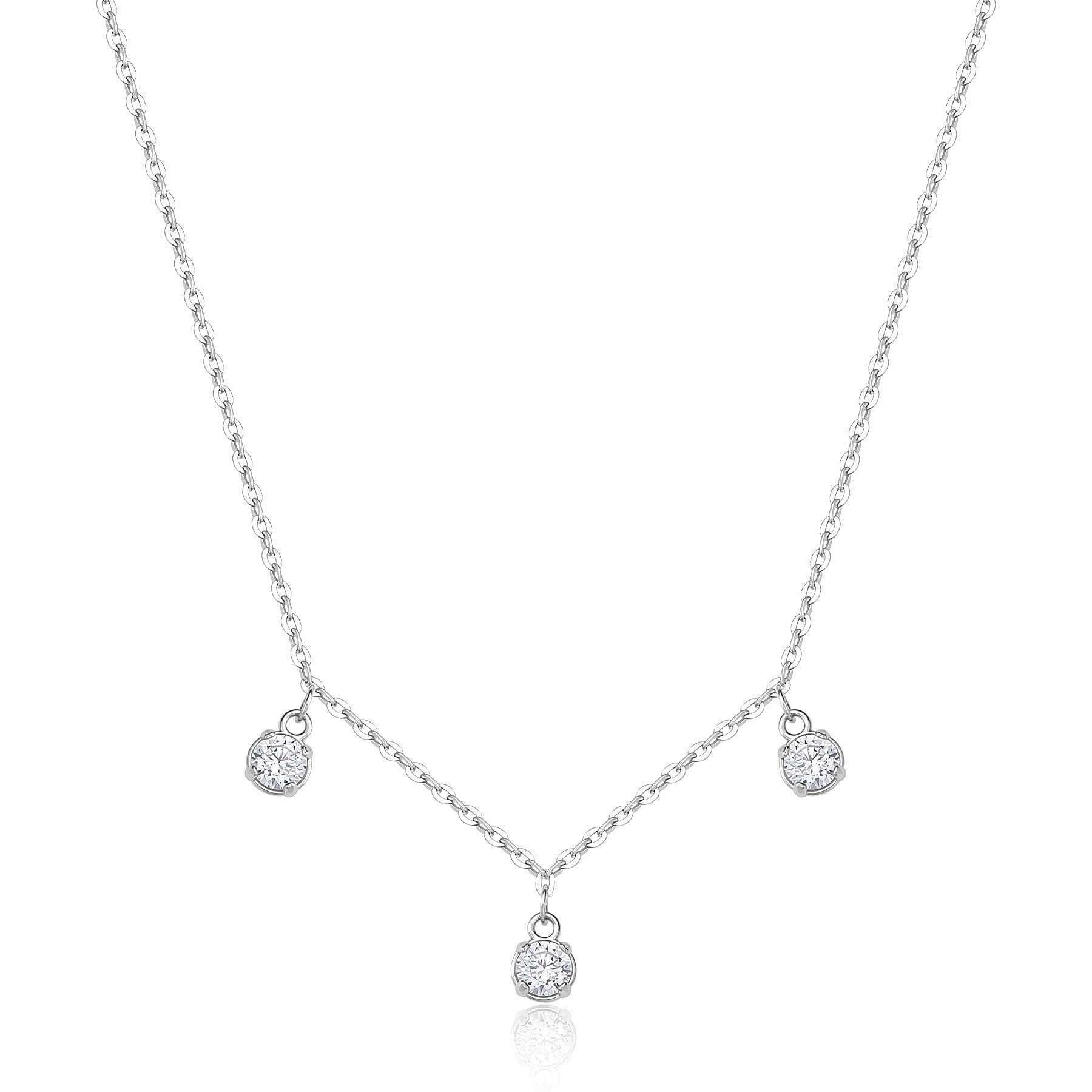 Collana Sagapò Donna DAZZLY - Girocollo con Zirconi Pendenti in Acciaio 316L - Codice: SDZ141