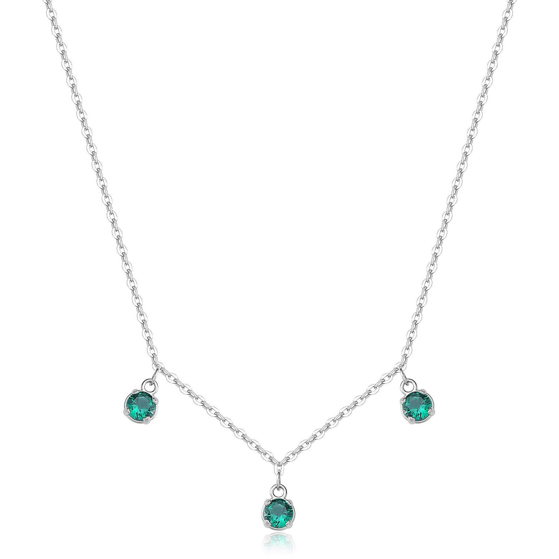 Collana Sagapò Donna DAZZLY - Girocollo con Zirconi Smeraldo Pendenti in Acciaio 316L - Codice: SDZ144