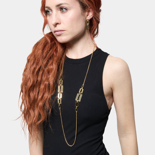 Collana Unoaerre Lunga Dinamica Dorata con Maglie Scalari 2653
