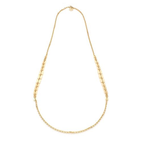 Collana Unoaerre Lunga Dorata Lux con Maglie Quadrate e Ovali 2614