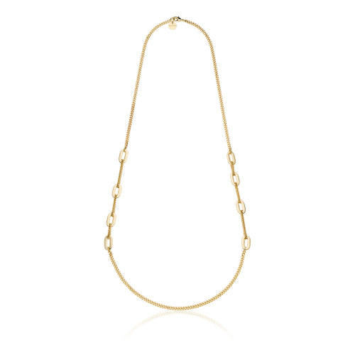 Collana Unoaerre Lunga Fantasia con Maglie Ovali e Grumetta Dorata 2376