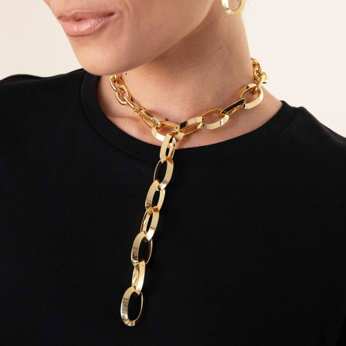 Collana Unoaerre Triangoli Dorata a Maglie Ovali 2139