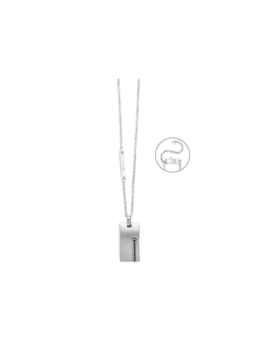 Collana Uomo 4US Cesare Paciotti Steel - Piastra con Zirconi Neri (4UCL7837)