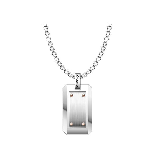 Collana maschile Zancan Hi-Teck con pendente cilindrico in acciaio PVD nero e viti in oro rosa 18kt.