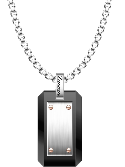 Collana Uomo Zancan Hi-Teck EHC176 Acciaio e Oro Rosa 18kt | Alfano