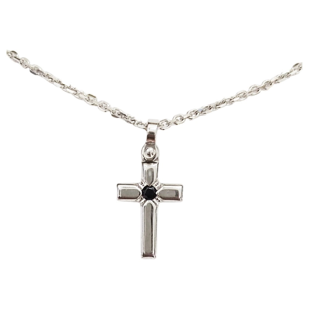 Collana maschile Zancan Insignia in argento 925 con piccoli zirconi neri incastonati lungo la maglia.